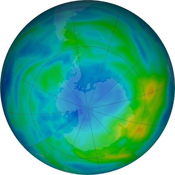 Antarctic ozone map for 29 April 2018
